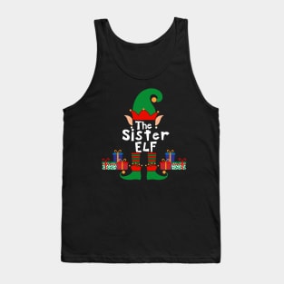 Funny Family Matching Christmas Sister Elf Tank Top